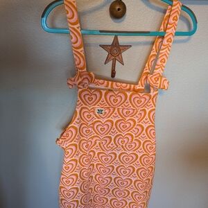 Lucy & Yak Mini-Pini in Limited Edition Orange and Pink Heart Print